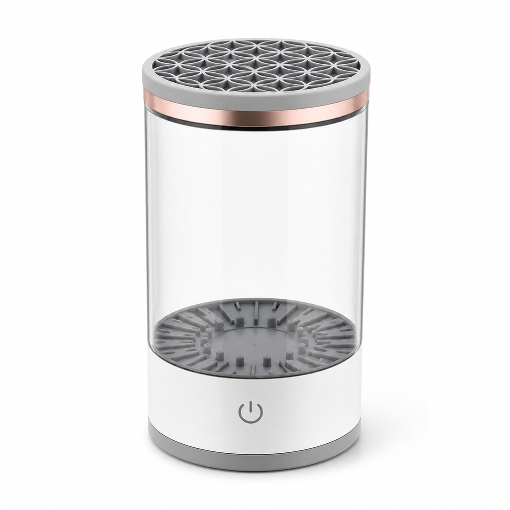 EXAVELYN USB powered makeup brush cleaner in white transparent